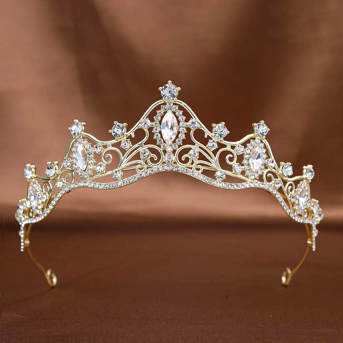 Women'S Elegant Bridal Streetwear Geometric Crown Alloy Plating Inlay Rhinestones Hair Band Crown