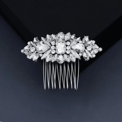 Women'S Elegant Bridal Streetwear Leaves Flower Alloy Rhinestone Hair Combs Insert Comb