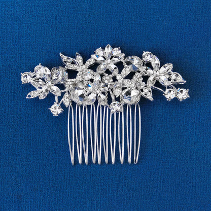 Women'S Elegant Bridal Streetwear Leaves Flower Alloy Rhinestone Hair Combs Insert Comb