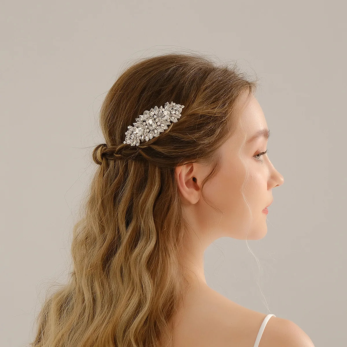 Women'S Elegant Bridal Streetwear Leaves Flower Alloy Rhinestone Hair Combs Insert Comb