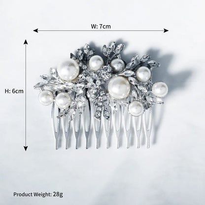 Women'S Elegant Bridal Streetwear Leaves Flower Alloy Rhinestone Hair Combs Insert Comb