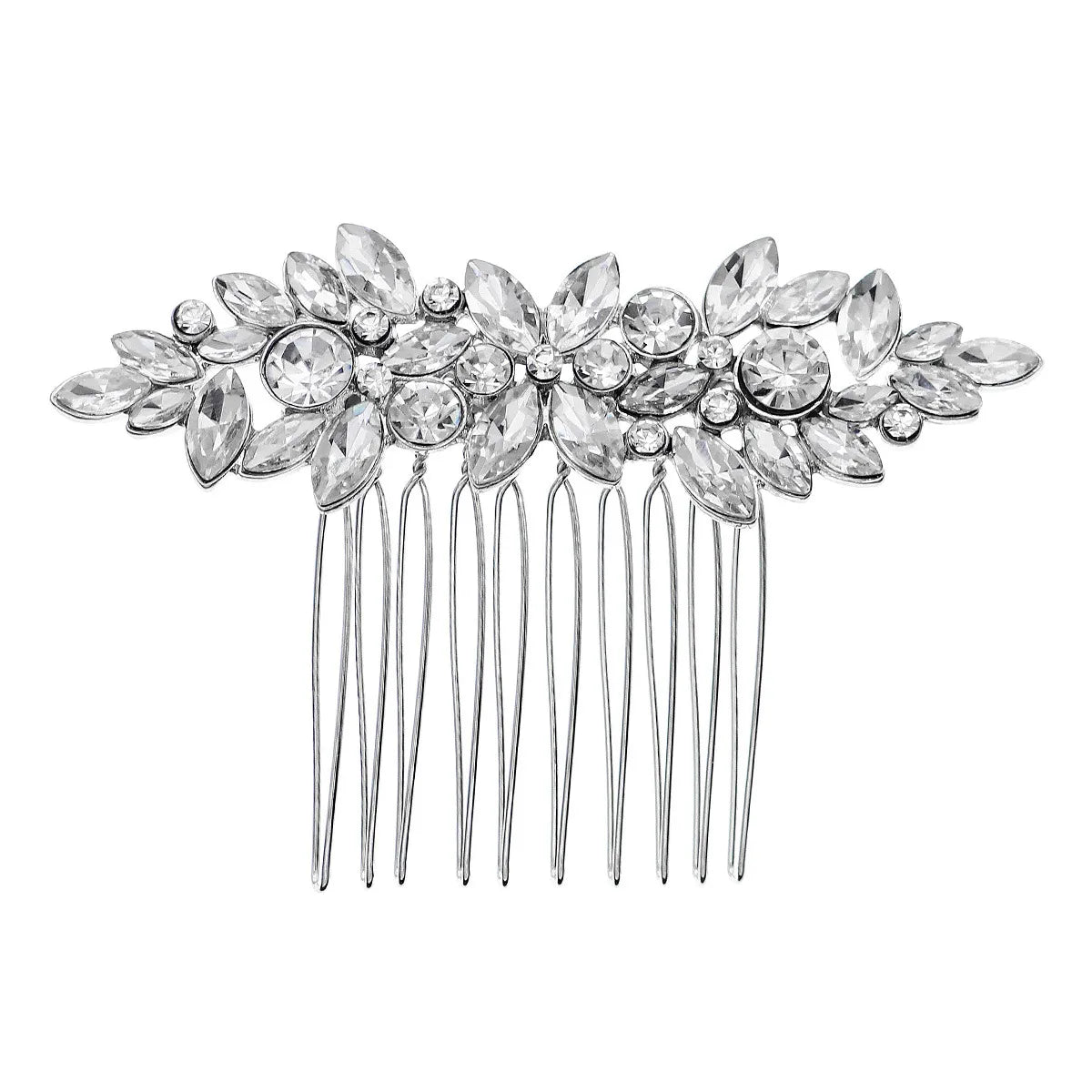 Women'S Elegant Bridal Streetwear Leaves Flower Alloy Rhinestone Hair Combs Insert Comb