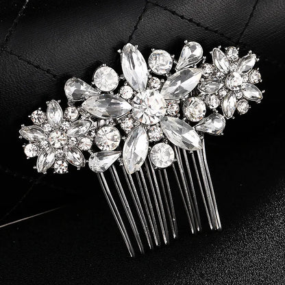 Women'S Elegant Bridal Streetwear Leaves Flower Alloy Rhinestone Hair Combs Insert Comb