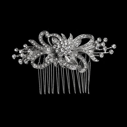 Women'S Elegant Bridal Streetwear Leaves Flower Alloy Rhinestone Hair Combs Insert Comb