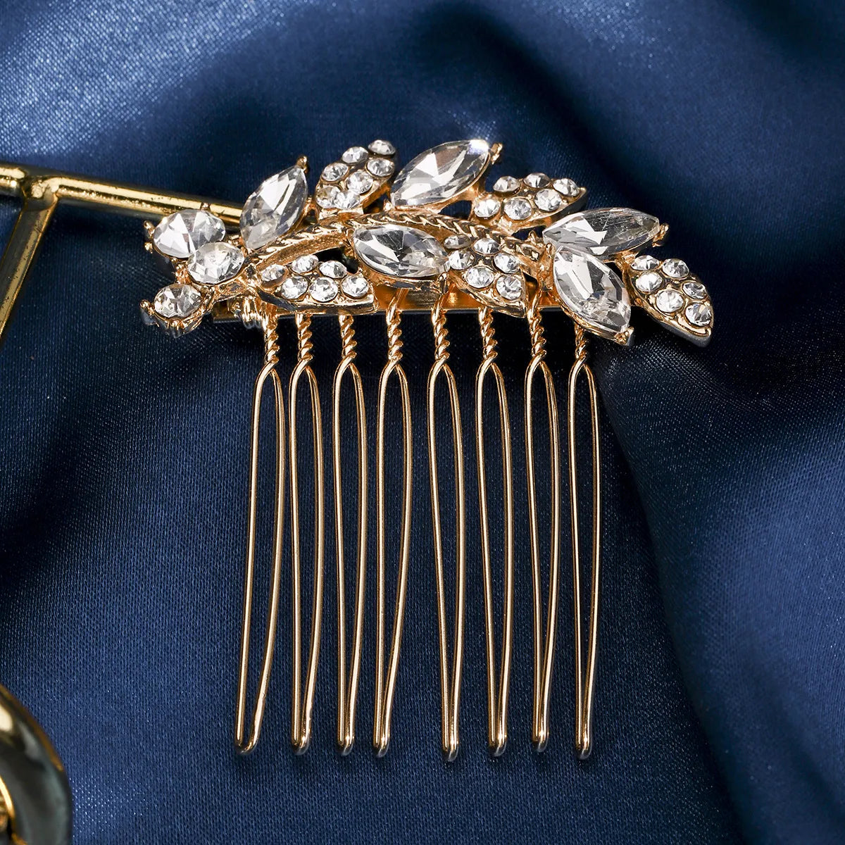 Women'S Elegant Bridal Streetwear Leaves Flower Alloy Rhinestone Hair Combs Insert Comb