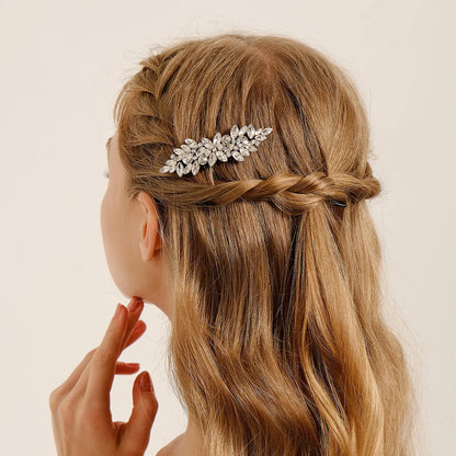 Women'S Elegant Bridal Streetwear Leaves Flower Alloy Rhinestone Hair Combs Insert Comb