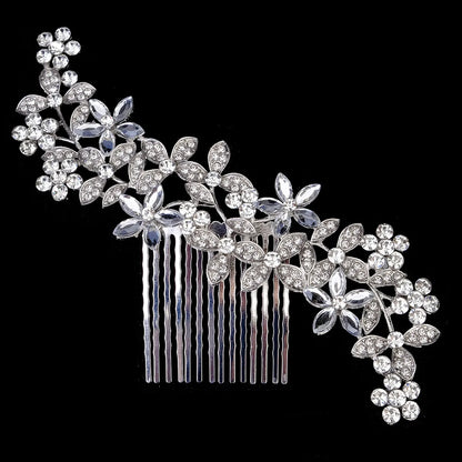 Women'S Elegant Bridal Streetwear Leaves Flower Alloy Rhinestone Hair Combs Insert Comb