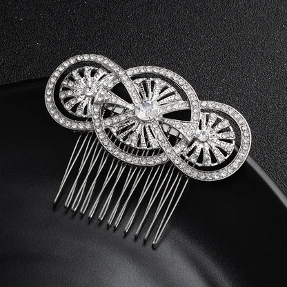 Women'S Elegant Bridal Streetwear Leaves Flower Alloy Rhinestone Hair Combs Insert Comb