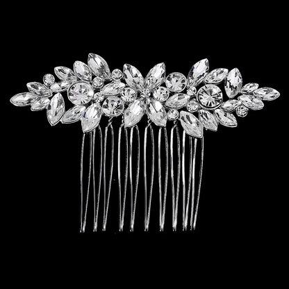 Women'S Elegant Bridal Streetwear Leaves Flower Alloy Rhinestone Hair Combs Insert Comb