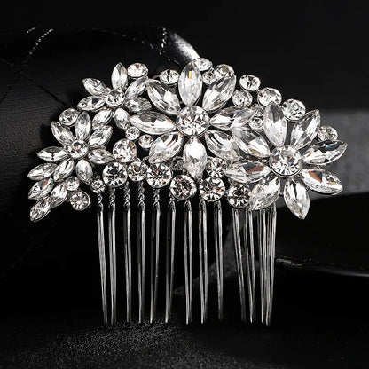 Women'S Elegant Bridal Streetwear Leaves Flower Alloy Rhinestone Hair Combs Insert Comb