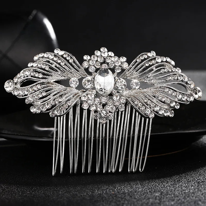 Women'S Elegant Bridal Streetwear Leaves Flower Alloy Rhinestone Hair Combs Insert Comb