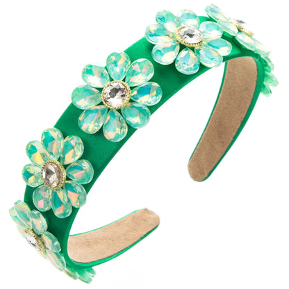 Women'S Elegant Flower Cloth Plating Inlay Glass Drill Hair Band