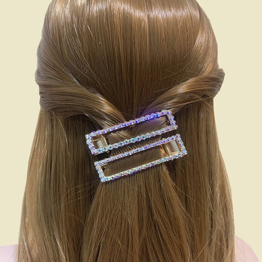 Women'S Elegant Geometric Rhinestone Plating Hair Clip