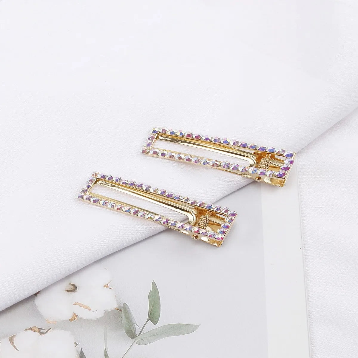 Women'S Elegant Geometric Rhinestone Plating Hair Clip