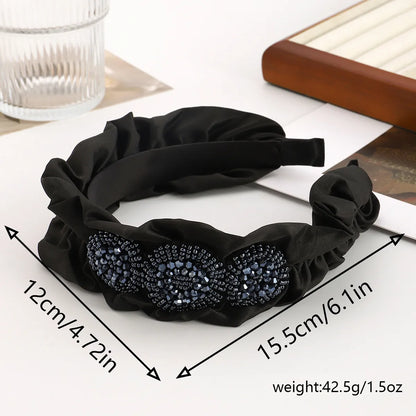 Women'S Elegant Glam Circle Water Droplets Flower Plastic Glass Satin Hair Band