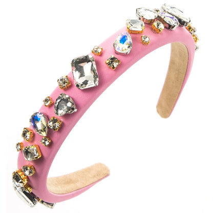 Women'S Elegant Glam Square Heart Shape Cloth Sponge Inlay Rhinestones Glass Stone Hair Band