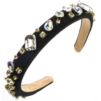 Women'S Elegant Glam Square Heart Shape Cloth Sponge Inlay Rhinestones Glass Stone Hair Band