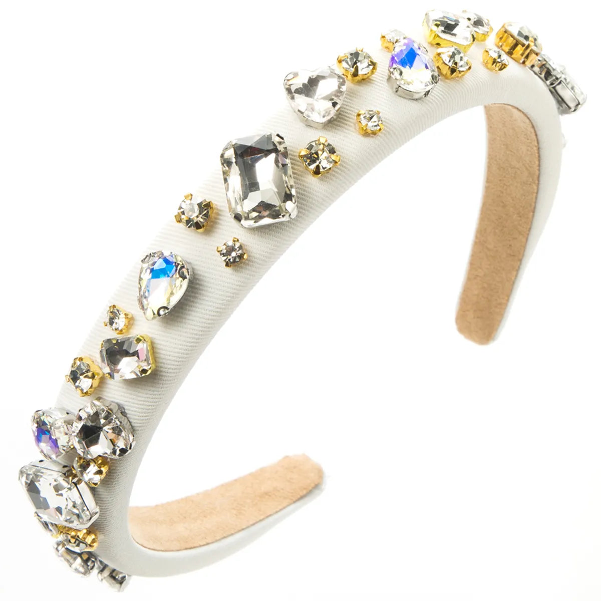 Women'S Elegant Glam Square Heart Shape Cloth Sponge Inlay Rhinestones Glass Stone Hair Band