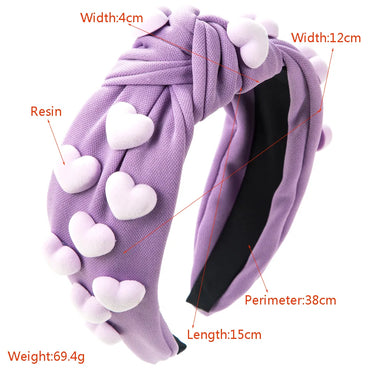 Women'S Elegant Heart Shape Cloth Resin Inlay Resin Hair Band