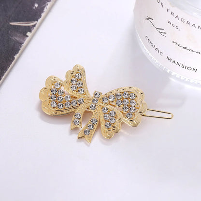 Women'S Elegant Lady Heart Shape Bow Knot Alloy Plating Inlay Rhinestones Hair Clip