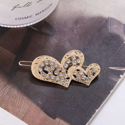 Women'S Elegant Lady Heart Shape Bow Knot Alloy Plating Inlay Rhinestones Hair Clip