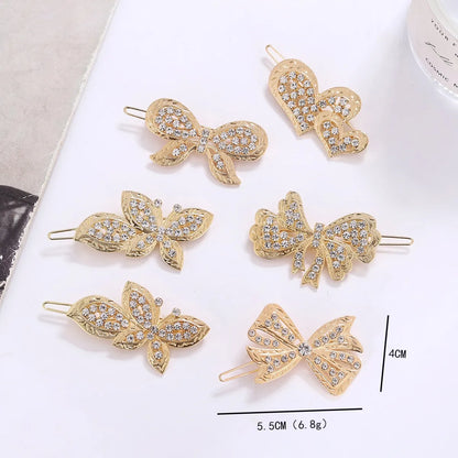 Women'S Elegant Lady Heart Shape Bow Knot Alloy Plating Inlay Rhinestones Hair Clip