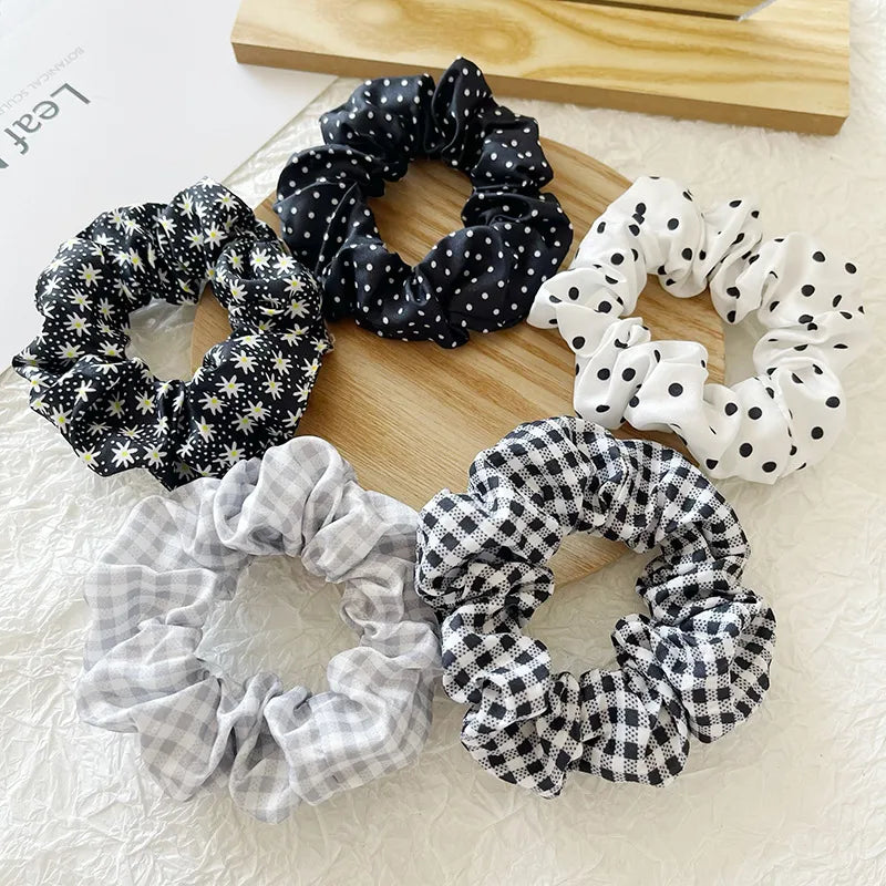 Women'S Elegant Lady Plaid Cloth Hair Tie