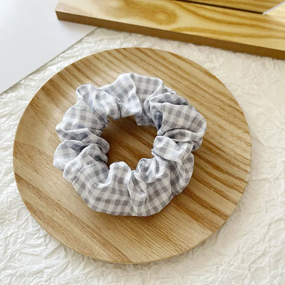 Women'S Elegant Lady Plaid Cloth Hair Tie