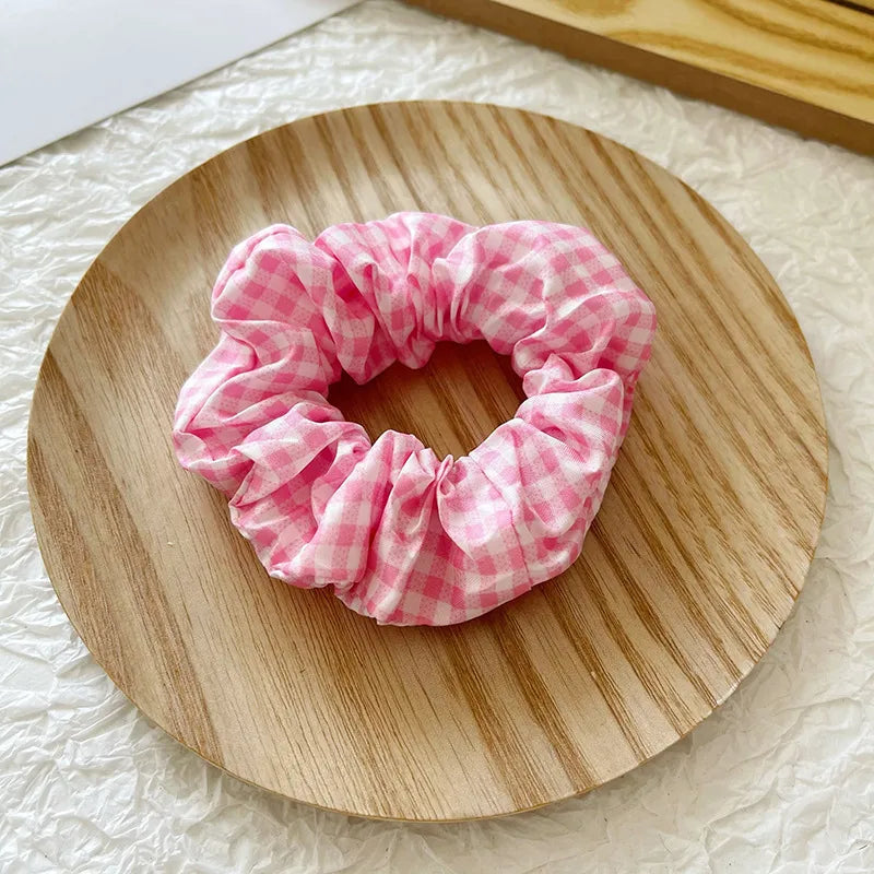 Women'S Elegant Lady Plaid Cloth Hair Tie