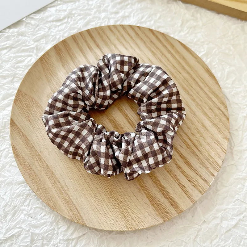 Women'S Elegant Lady Plaid Cloth Hair Tie