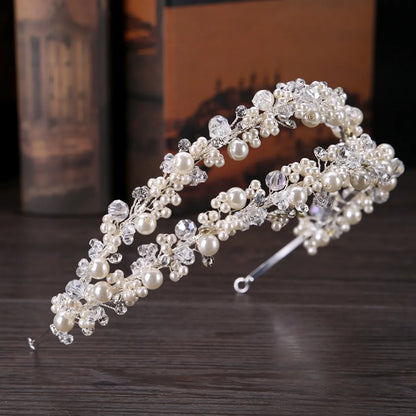 Women'S Elegant Lady Streetwear Flower Plastic Inlay Artificial Crystal Artificial Pearls Hair Band