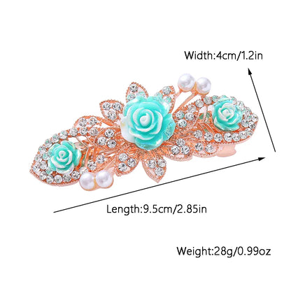 Women'S Elegant Lady Sweet Floral Alloy Glass Inlay Rhinestones Hair Clip