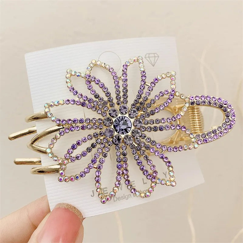 Women'S Elegant Lady Sweet Flower Alloy Inlay Imitation Pearl Rhinestones Hair Clip Hair Claws