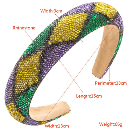 Women'S Elegant Luxurious Baroque Style Colorful Cloth Inlay Rhinestones Glass Hair Band