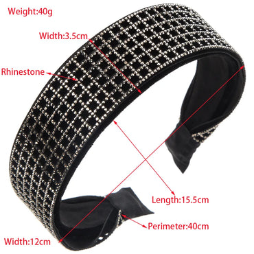 Women'S Elegant Luxurious Checkered Cloth Inlay Rhinestones Hair Band