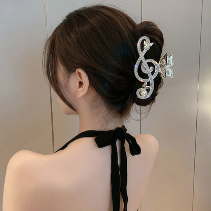 Women'S Elegant Notes Alloy Plating Inlay Artificial Pearls Rhinestones Hair Claws