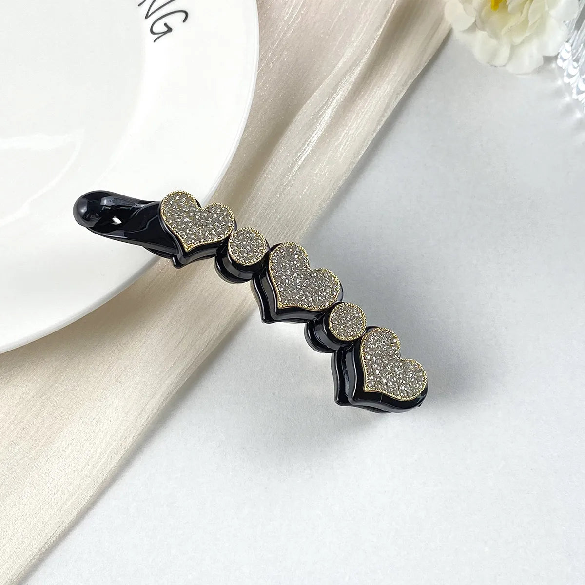 Women'S Elegant Romantic Sweet Geometric Waves Plastic Inlay Rhinestones Hair Clip