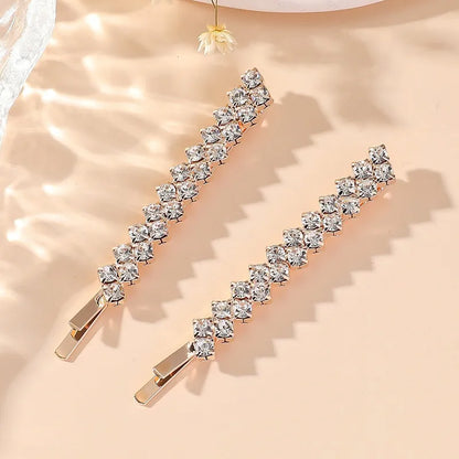 Women'S Elegant Shiny Solid Color Metal Inlay Rhinestones Hair Clip