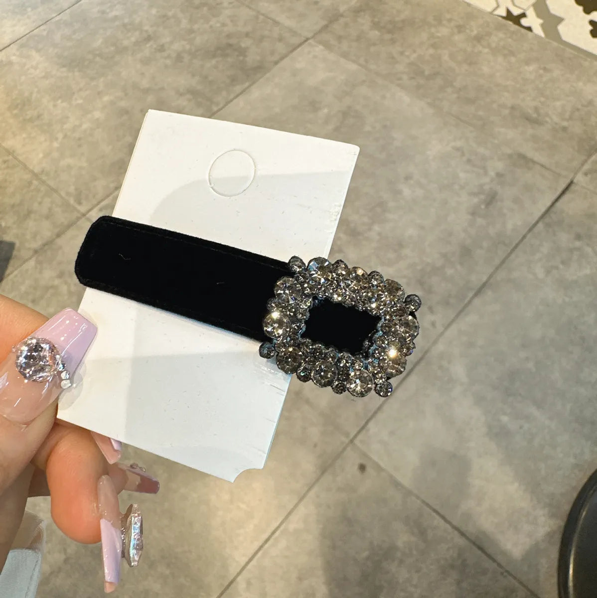 Women'S Elegant Simple Style Geometric Velvet Material 80% Polyester 20% Spandex M: About 0.463kg Inlay Rhinestones Hair Clip