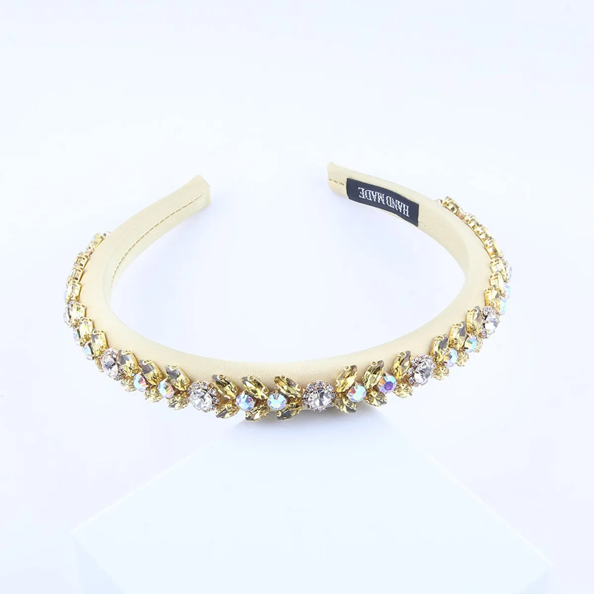 Women'S Elegant Solid Color Cloth Rhinestone Knitting Hair Band