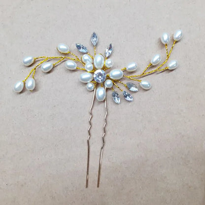 Women'S Elegant Solid Color Imitation Pearl Rhinestone Hairpin