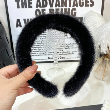 Women'S Elegant Solid Color Plush Hair Band