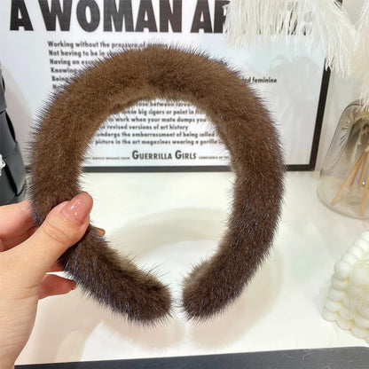 Women'S Elegant Solid Color Plush Hair Band