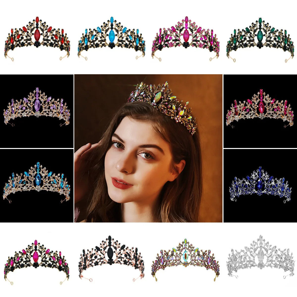 Women'S Elegant Streetwear Crown Alloy Inlay Rhinestones Hair Band Crown