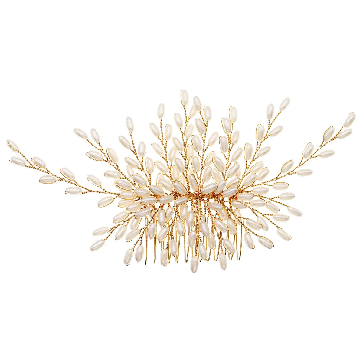 Women'S Elegant Sweet Flower Imitation Pearl Copper Insert Comb