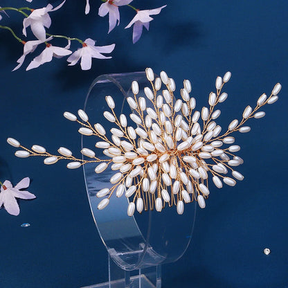 Women'S Elegant Sweet Flower Imitation Pearl Copper Insert Comb