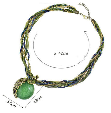 Women'S Ethnic Style Peacock Alloy Necklace Artificial Gemstones Artificial Rhinestones Necklaces