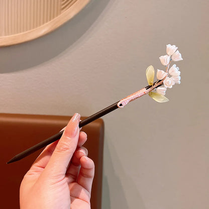 Women'S Ethnic Style Simple Style Flower Wood Inlay Artificial Gemstones Rhinestones Hairpin