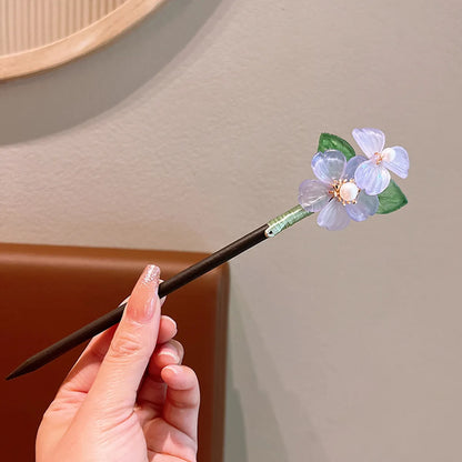 Women'S Ethnic Style Simple Style Flower Wood Inlay Artificial Gemstones Rhinestones Hairpin