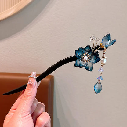 Women'S Ethnic Style Simple Style Flower Wood Inlay Artificial Gemstones Rhinestones Hairpin